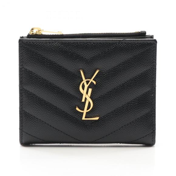 Saint Laurent Monogram Bi-fold Wallet Leather Women's Black 575879BOW011000 - Picture 1 of 7
